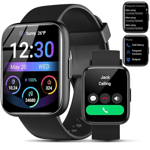 Smart Watch for Men Women – Answer/Make Calls/Quick Reply/AI Voice Assistant, 1.83″ for Android iPhone Samsung Compatible IP68 Smartwatch Blood Oxygen Heart Rate Fitness Tracker (Black, 1.83″)