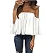 Lisingtool Women's Off Shoulder Stripe Casual Blouse Shirt Tops (L, # White)