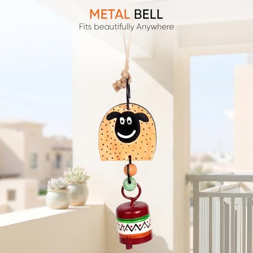 Image of Aakriti Art Creations Metal Bell Wind Chime | Modern Art Handmade Wooden & Metal Wind Chime | Matte Decorative Wind Chimes for Balcony, Garden & Home, Living Room & Gifting
