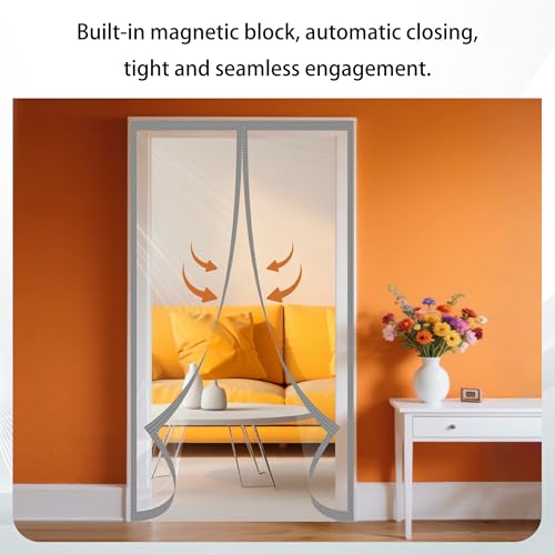 Rideau de porte isolant thermique pour balcon : confort magnétique sans perçage gris - 4
