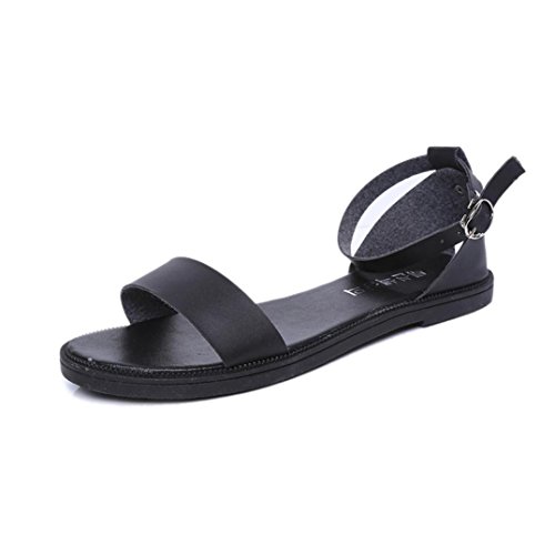 Hot Sale!Women Sandals,Canserin 2017 New Summer Sandals Women Flat Fashion Sandals Comfortable Ladies Buckle Shoes (7.5 B(M) US, Black)