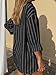 Oversized Button Down Shirts for Women Linen Shirt Long Sleeve Collared Blouses with Pocket Beach Vacation Outfit 2026 Black White Striped XL