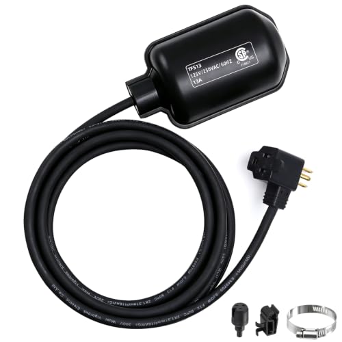 Universal Sump Pump Float Switch w/Piggyback Plug&10ft SJOW Cord 13A/125V