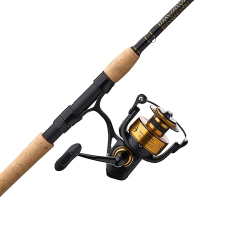 PENN 7' Spinfisher VII Spinning Fishing Rod & 4500 Reel Combo, 10-17lb Line Rating, Medium Power, IPX5 Sealing, CNC Gear Technology with Brass Main Gear, Black/Gold