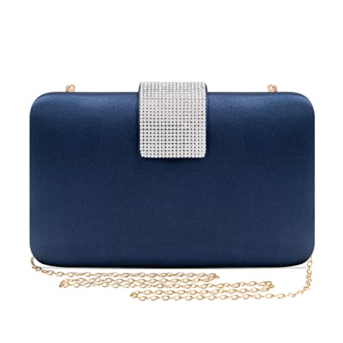 Image of Satin Rhinestones Evening Bags Party Bridal Clutch Purse For Women Prom Clutch