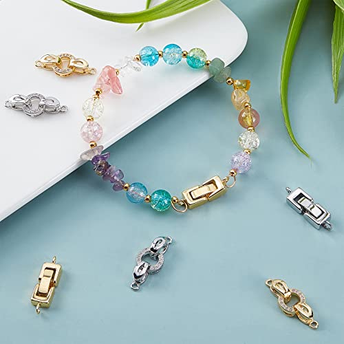 SUPERFINDINGS 8 Sets 2 Styles Brass Zirconia Fold Over Clasps 2 Colors Jewelry Clasp Closure End Caps Necklace Bracelet Extenders - Image 2