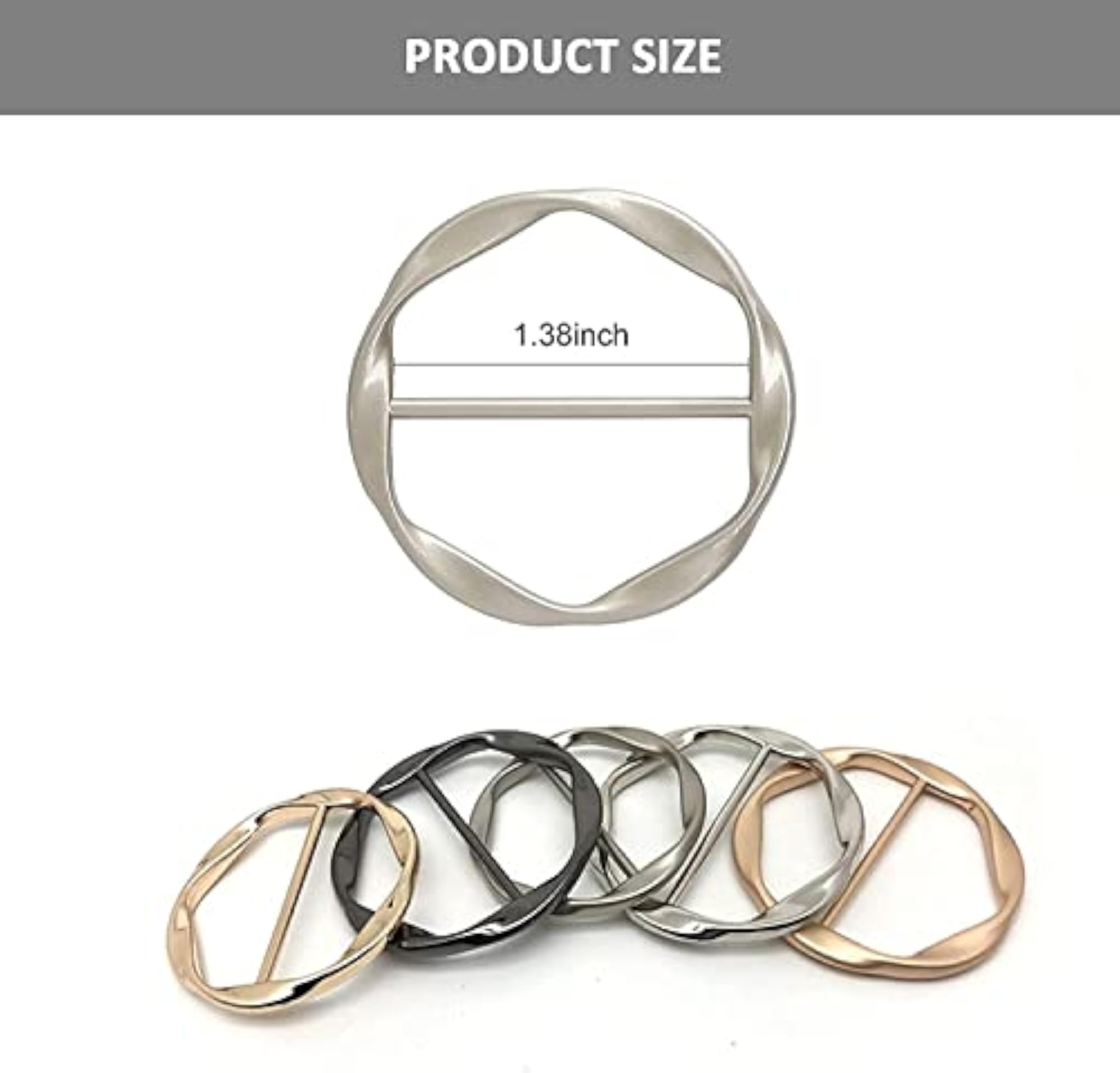 12 PCS Silk Scarf Clips and Rings, T-Shirt Tie Buckle