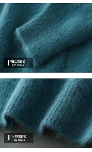 Men's Round Neck Sweater and Winter Thick Warm Cashmere Knit Jumper Long Sleeve Plaid Soft Sweater Men's Top3