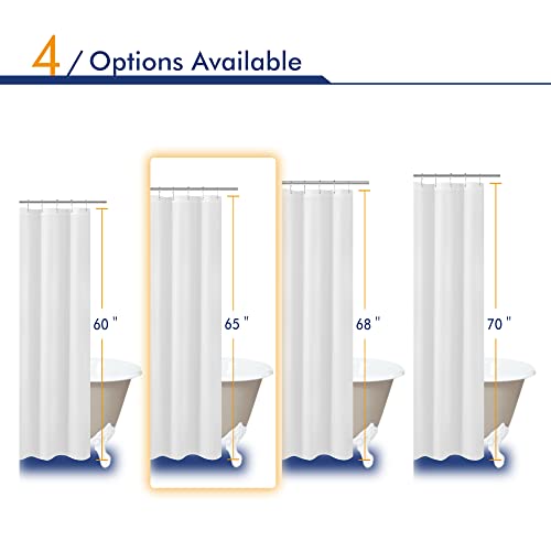 Image of N&Y HOME Short Fabric Shower Curtain Liner 72 x 65 Shorter Length, Hotel Quality, Washable, Water Repellent, White Bathroom Curtains with Grommets, 72x65