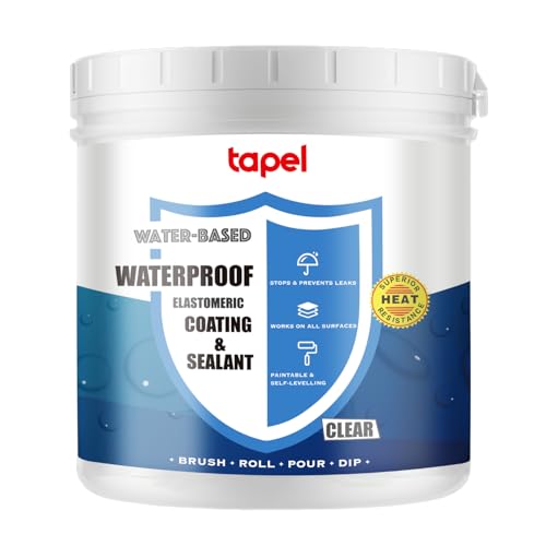 Tapel CrystalClear 500% Elastische Wasserdichte Beschichtung – Klar 1kg – Selbstnivellierender Flüssiggummi-Dichtstoff für Dächer, Pools & Badezimmer – UV-beständig Professionelle Leckreparatur