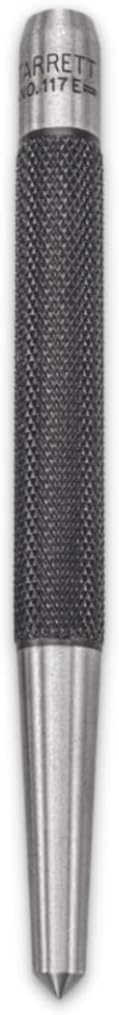 Steel Center Punch with Round Shank and Knurled Finger Grip - Hardened and Tempered, 5" Length, 1/4" Diameter Tapered - 117E