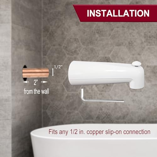 Westbrass 7" Diverter Tub Spout for Copper Pipe, Powder Coat White, E5074D-1F-50 by Westbrass - Used condition - Image 2