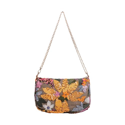 Sequin Beaded Y2k Embroidery Purse Summer Floral Knit Evening Party Purses Crossbody Straw Bag Women