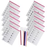 JEWEDECO Set de 12 Feuilles D'entraînement Nail Art en Papier et Bois pour Pratique et Dessin de Motifs, pour Débutants et Professionnels