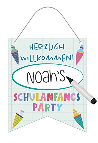 Folat 66086 Mini Banner First Day of School 25 x 30 cm, multicoloured