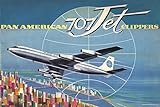 Pan Am 707 Airplane Jet Logo American Vintage Travel Ad Airline Airport American Plane Flying Cool Wall Art Print Poster 24x36