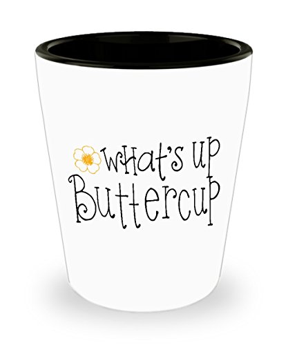 mmandiDESIGNS Whats Up Buttercup Coffee Mug Playful Greeting Nickname Shot Glass One 1.5 oz Ceramic Shot Glass