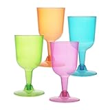 Party Essentials Hard Plastic Two Piece 5-1/2-Ounce Wine Glasses, Assorted Neon, 20 Count