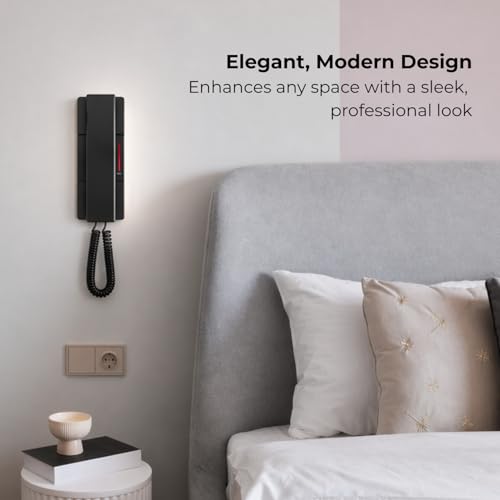 Image of Beetel H28 Corded Hotel Phone, Elegant Slim Design, 8 Speed Dial Memory, Hearing Aid Compatible (HAC), Adjustable Handset /Ringer Volume, Ringer LED, Wall Mount, Redial /Mute /Flash /Privacy Guard(Black)