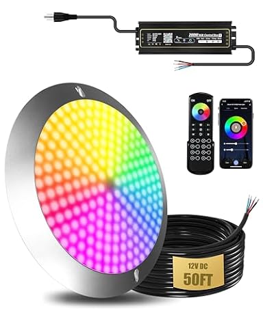 Goldlife P10 10“ RGB LED Pool Lights for Inground Pool Large Wet Niche 50FT — $189.99 (23% off)