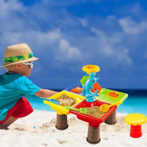 Pistro Kids Sand Play Table Table 2 In 1 Summer Fun Toy Plastic Safe And Creative Play Swimming Pool Outdoor Play Sandpit - 45X45X45Cm #TOP1