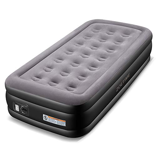 Zoetime Twin Size Air Mattress Upgraded Blow Up Elevated Raised Bed Inflatable Airbed with Built-in Electric Pump, 77 x 38 x 18.5 inches, Gray Zoetime Twin Size Air Mattress Upgraded Blow Up Elevated Raised Bed Inflatable Airbed with Built-in Electric Pump, 77 x 38 x 18.5 inches, Gray