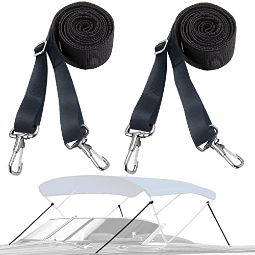 RUSON 2 Pack Adjustable Bimini Boat Top Straps w/Double End Snap Hook, Heavy Duty Boat Canopy Straps 28