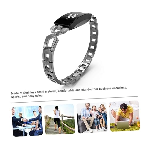 Durable Stainless Steel Rhinestone Watch Strap for Inspire Hr Elegant Cross-link Design Comfortable Fit for Daily Wear and Business Occasions4