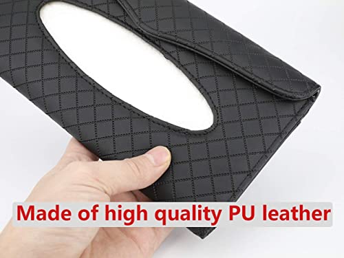 Image of Car Sun Visor Tissue Paper Box Case Auto Interior Decoration Accessories Holder PU Leather Tissue Box for Car /Truck (Black)