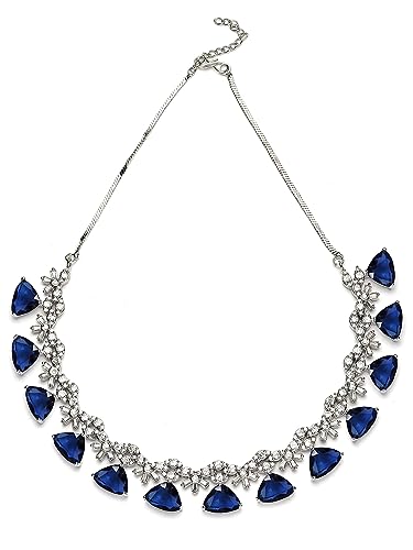 Image of Karatcart Silver Tone Green American Diamond Studded Necklace Set for Women
