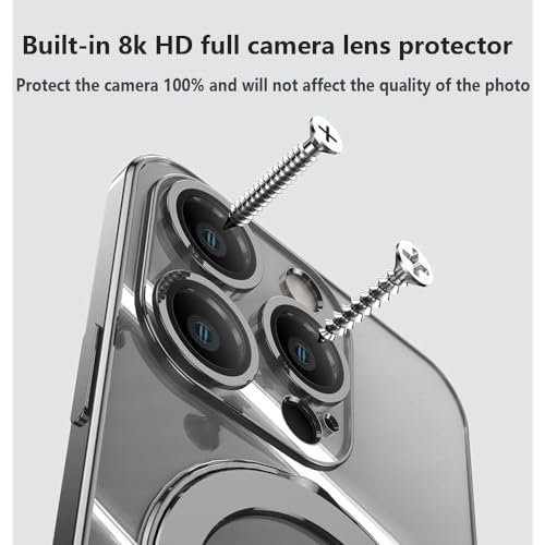 Image of Magnetic Case for iPhone 16 Plus Case Stand & Ring Holder Compatible with MagSafe Built-in Camera Lens Protector Shockproof Phone Case for iPhone 16 Plus 6.7 inch - Purple