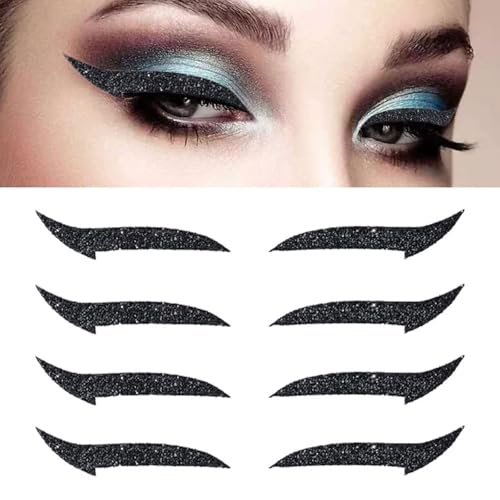 4 Pares de Stickers de Delineador Glitter Reutilizables Negro miniatura 1