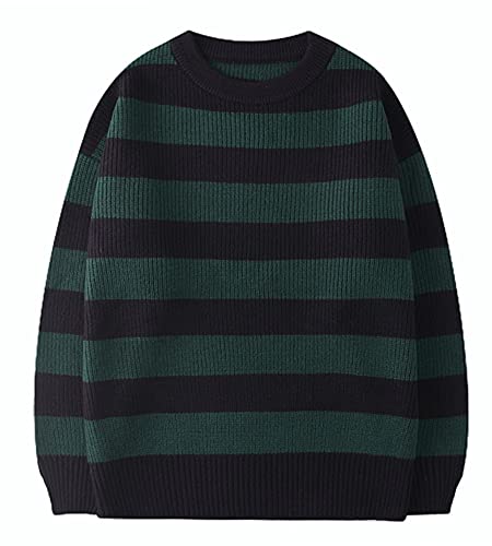 LifeShe Women's Men Striped Sweater Pullovers Oversized Knitted Jumpers Sweatershirts Streetwear2