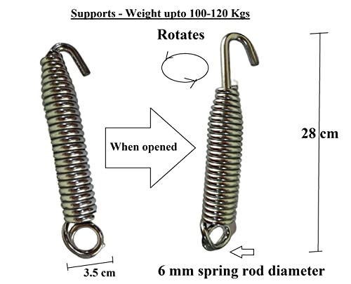 Image of Q1 Beads 2 Pcs Spring Metal Spring for Hanging Swing Jhula Accessories Set For Hammock Swings Chairs, Porch Swings Used For Boxing Bag, Hang Any Article Etc. (Chrome)