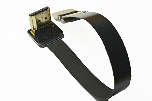 Permanent Flat Slim Thin Hdmi Ffc Fpv Hdmi Cable Standard Hdmi Male To Standard Hdmi Male 90 Degree For Red Blackmagic Bmcc Sony Fs7 Canon C300 Rapsberry Black (20Cm) #TOP5