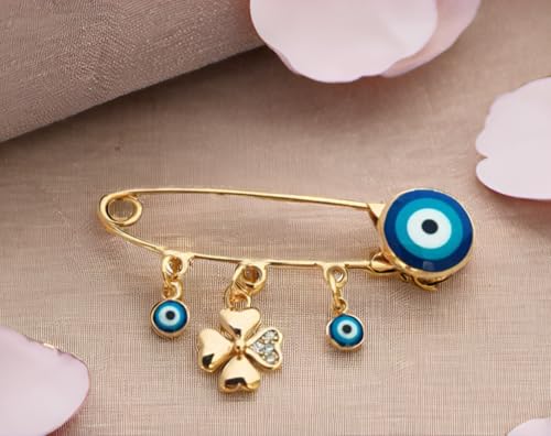 Image of Turkey Evil Eye Rhinestone Charm Blue Lucky Eyeball Hands Brooch Pins Jewelry for Good Luck