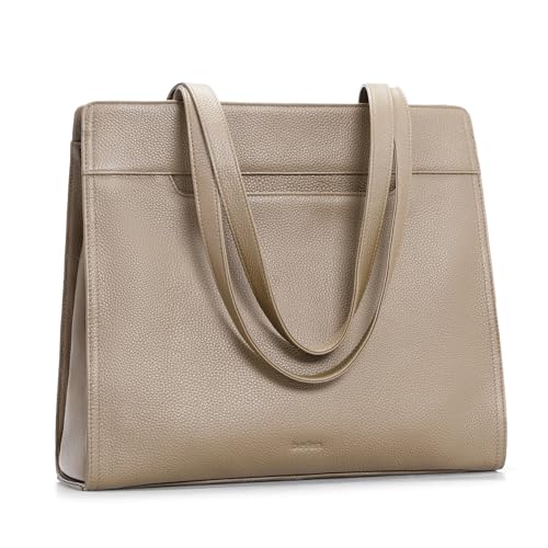 Image of befen Genuine Leather Tote Bag for Women Work, Women's Tote Handbags Shoulder Satchel Purse with Compartments and Tassel