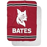 Bates College Bobcats Primary Logo Stripes Sherpa Blanket, Warm Soft Cozy 30"X40"