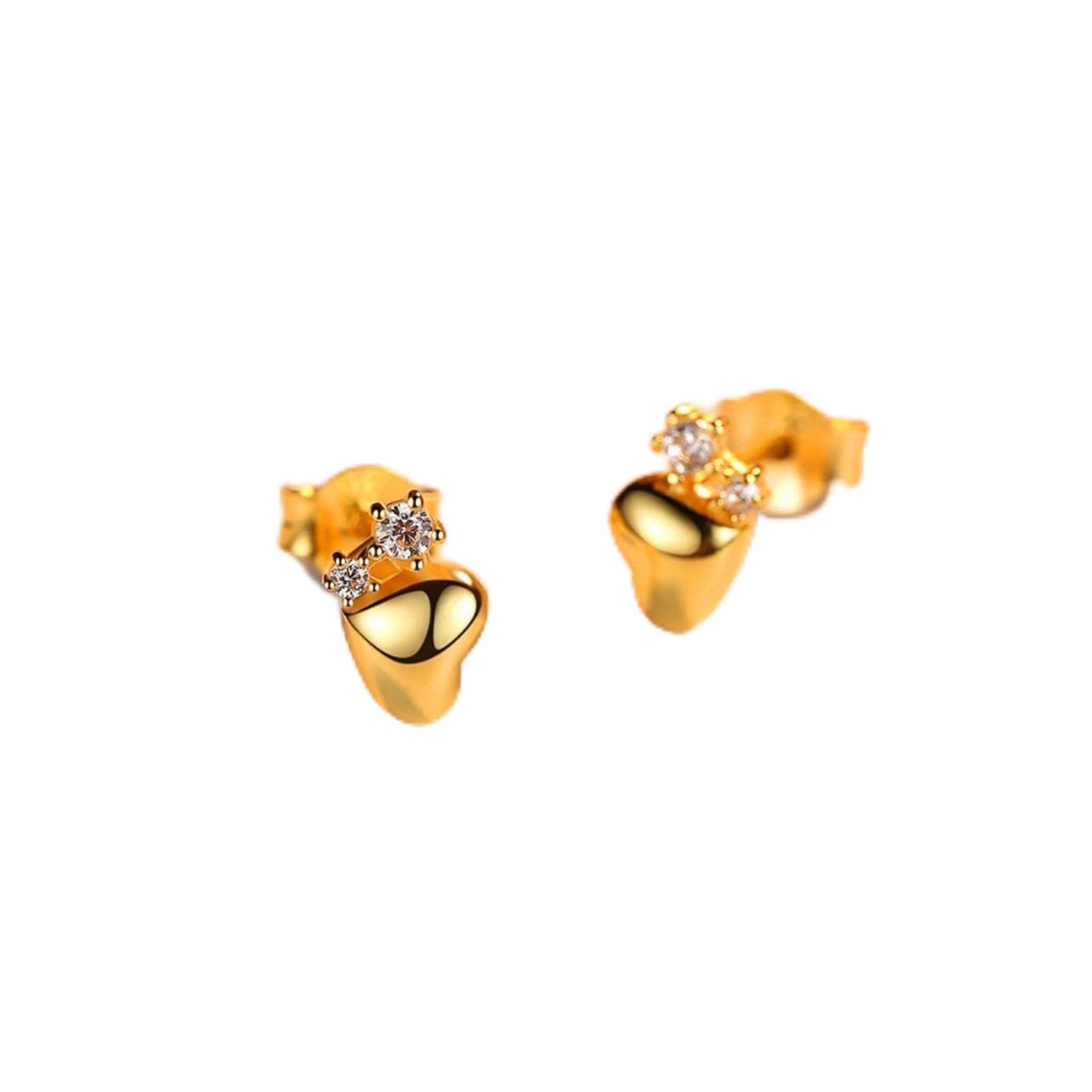 LOKILOKI LOKILOKI Pendientes Pequeños con Forma De Corazón Bonito De Plata De Ley 925 Auténtica para Mujer, 2 Colores, Pendientes Pavimentados con Circonita Cúbica Pequeña, Joyería De Plata 925