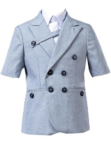 Veste de smoking garçon à double boutonnage et manches courtes d'été