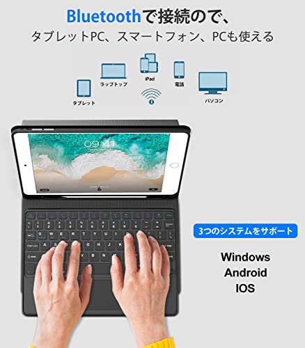 [2024年進級版]iPad 9.7インチ キーボード ケース ipad 第6世代 第5世代 キーボード付きケース ワイヤレス bluetooth 脱着式 耐衝撃 iPadAir2/Pro 9.7インチ兼用 オートスリープ機能付き Pencil収納 キーボードカバー 多角度調整 取り外し可能 日本語説明書付き