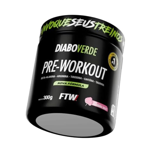FTW Pré-Treino Diabo Verde - Energia Extrema, Força e Foco - Potência Hardcore com Cafeína, Beta-Alanina - Para Treinos Intensos - sabor:Algodão Doce - Pote 300g