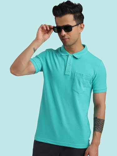 Image of Rupa Bumchums Men Super Combed Cotton Solid Half Sleeve Club Collar Polo Regular Fit T-Shirt with Chest Pocket