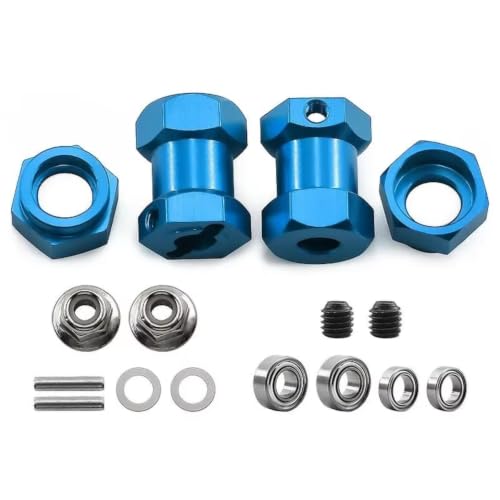 Moyeu hexagonal roue 12mm métal bleu pour rénover un buggy Tamiya 1/10