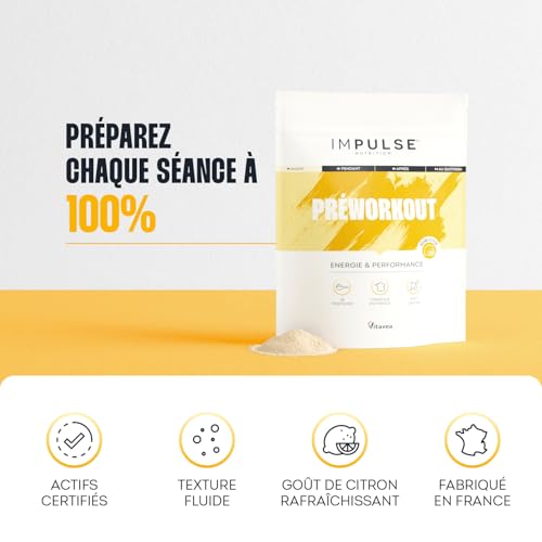 Preworkout poudre Citron 350g - Pre Workout avec Caféine 200mg, BCAA, Arginine, Citrulline, Acides Aminés - Complément Alimentaire Énergie, Endurance, Focus µ- Fabriqué en France – Image 5