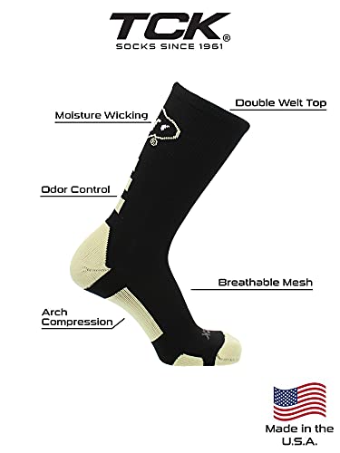Tck Ncaa Colorado Buffs Baseline Crew Socks (Black/Vegas Gold, Large) #TOP2
