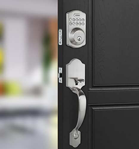 Revolo RE001 Electronic Keypad Deadbolt, Keyless Entry Door Lock, Keyed Entry, Auto Lock, Smart Lock with Handle, Front Door Handle Sets, Anti-Peeking Password, Satin Nickel