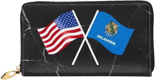American And Oklahoma Flag Wallet Card Bag