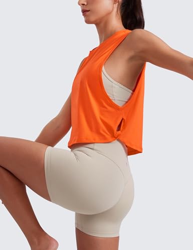 Image of CRZ YOGA Pima Cotton Dropped Armhole Tank | Workout, Naturally Soft, Loose Fit, Crop, Crewneck, Knotted Sides, Sleeveless Tops for Women