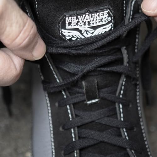 Milwaukee Leather MBM9116 Tênis masculino de camurça preta e lona cinza com fecho duplo e suporte de